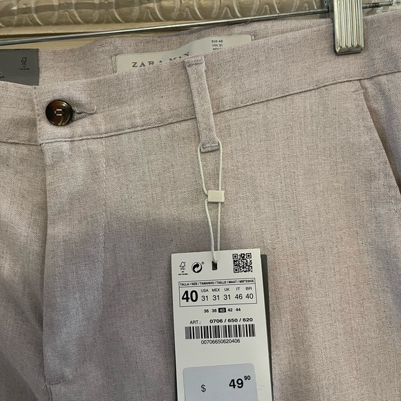 Zara Mens light pink/beige pants - Picture 2 of 3